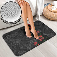 Hawaiian Taro Leaves and Ohia Lehua Bathroom Set Polynesian Tribal Art Tropical Plants Motifs Grayscale LT03 - Polynesian Pride