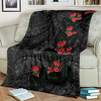 Hawaiian Taro Leaves and Ohia Lehua Blanket Polynesian Tribal Art Tropical Plants Motifs Grayscale LT03 - Polynesian Pride