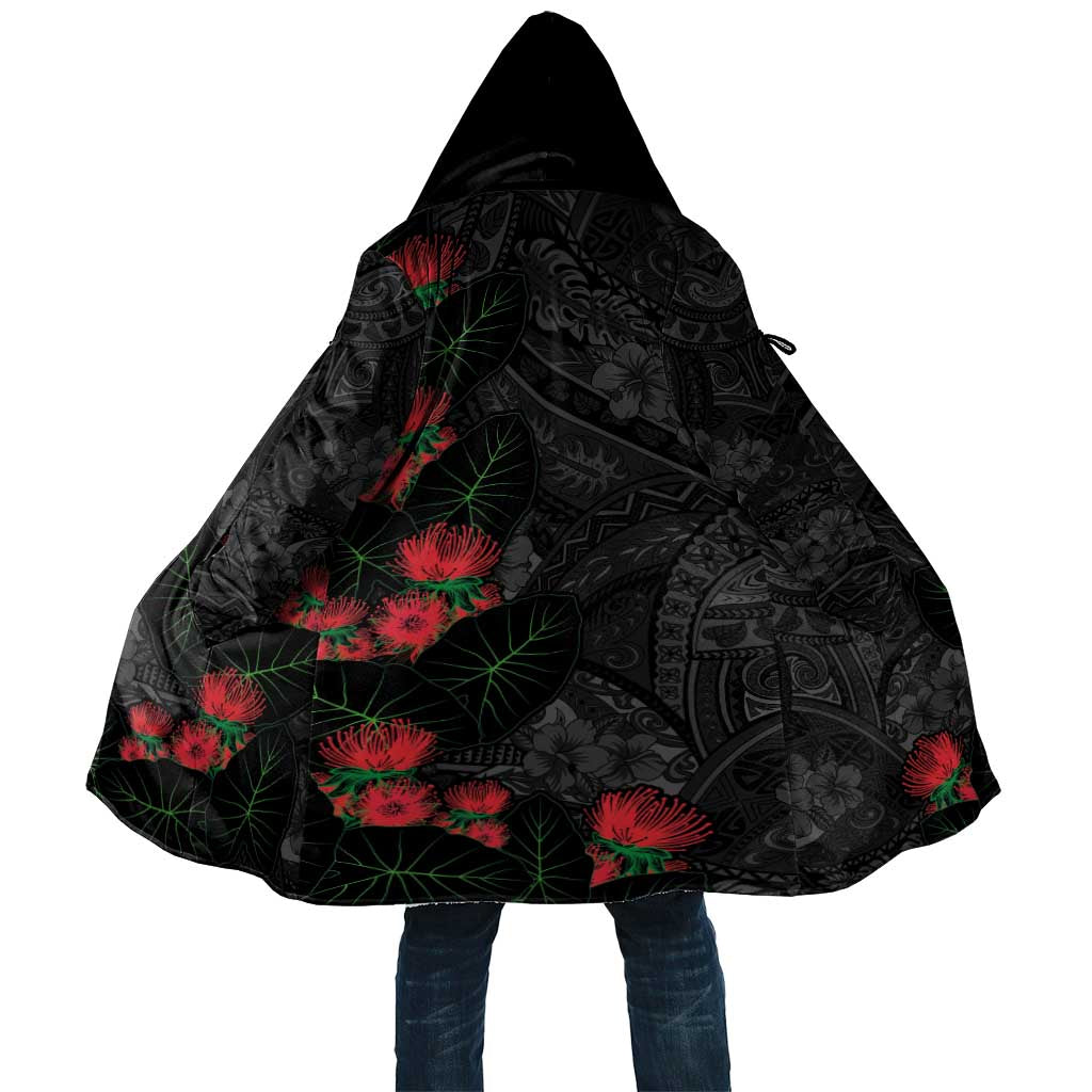 Hawaiian Taro Leaves and Ohia Lehua Cloak Polynesian Tribal Art Tropical Plants Motifs Grayscale LT03 Unisex Multicolor - Polynesian Pride