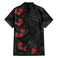 Hawaiian Taro Leaves and Ohia Lehua Family Matching Long Sleeve Bodycon Dress and Hawaiian Shirt Polynesian Tribal Art Tropical Plants Motifs Grayscale LT03 - Polynesian Pride