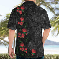 Hawaiian Taro Leaves and Ohia Lehua Hawaiian Shirt Polynesian Tribal Art Tropical Plants Motifs Grayscale LT03 - Polynesian Pride