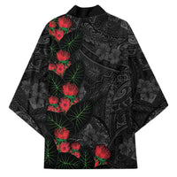 Hawaiian Taro Leaves and Ohia Lehua Kimono Polynesian Tribal Art Tropical Plants Motifs Grayscale LT03 - Polynesian Pride