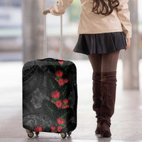 Hawaiian Taro Leaves and Ohia Lehua Luggage Cover Polynesian Tribal Art Tropical Plants Motifs Grayscale LT03 - Polynesian Pride