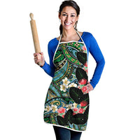Hawaiian Taro Leaves and Ohia Lehua Apron Polynesian Tribal Art Tropical Plants Motifs Colorful