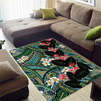 Hawaiian Taro Leaves and Ohia Lehua Area Rug Polynesian Tribal Art Tropical Plants Motifs Colorful LT03 - Polynesian Pride