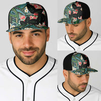 Hawaiian Taro Leaves and Ohia Lehua Baseball Net Cap Polynesian Tribal Art Tropical Plants Motifs Colorful