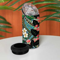 Hawaiian Taro Leaves and Ohia Lehua 4 in 1 Can Cooler Tumbler Polynesian Tribal Art Tropical Plants Motifs Colorful LT03 - Polynesian Pride