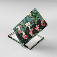 Hawaiian Taro Leaves and Ohia Lehua Canvas Wall Art Polynesian Tribal Art Tropical Plants Motifs Colorful