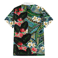 Hawaiian Taro Leaves and Ohia Lehua Family Matching Off Shoulder Maxi Dress and Hawaiian Shirt Polynesian Tribal Art Tropical Plants Motifs Colorful LT03 - Polynesian Pride