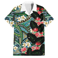 Hawaiian Taro Leaves and Ohia Lehua Family Matching Puletasi and Hawaiian Shirt Polynesian Tribal Art Tropical Plants Motifs Colorful LT03 Dad's Shirt - Short Sleeve Multicolor - Polynesian Pride