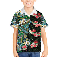 Hawaiian Taro Leaves and Ohia Lehua Family Matching Puletasi and Hawaiian Shirt Polynesian Tribal Art Tropical Plants Motifs Colorful LT03 Son's Shirt Multicolor - Polynesian Pride