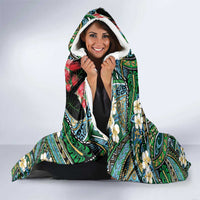 Hawaiian Taro Leaves and Ohia Lehua Hooded Blanket Polynesian Tribal Art Tropical Plants Motifs Colorful LT03 - Polynesian Pride