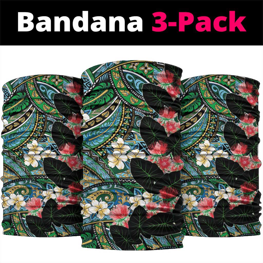 Hawaiian Taro Leaves and Ohia Lehua Neck Gaiter Polynesian Tribal Art Tropical Plants Motifs Colorful LT03 package One Size: 25*50cm Multicolor - Polynesian Pride