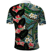 Hawaiian Taro Leaves and Ohia Lehua Polo Shirt Polynesian Tribal Art Tropical Plants Motifs Colorful LT03 - Polynesian Pride