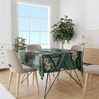 Hawaiian Taro Leaves and Ohia Lehua Tablecloth Polynesian Tribal Art Tropical Plants Motifs Colorful