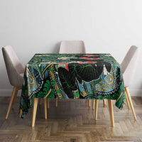 Hawaiian Taro Leaves and Ohia Lehua Tablecloth Polynesian Tribal Art Tropical Plants Motifs Colorful