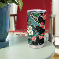 Hawaiian Taro Leaves and Ohia Lehua Tumbler Cup Polynesian Tribal Art Tropical Plants Motifs Colorful LT03 - Polynesian Pride