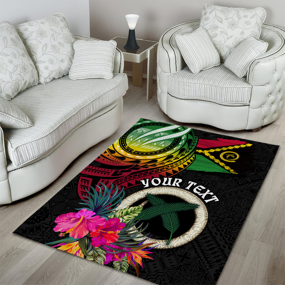 Vanuatu 44th Anniversary Area Rug Boars Tusk Tugeta Yumi Selebretem Indipendens Dei