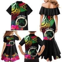 Personalised Vanuatu 44th Anniversary Family Matching Mermaid Dress and Hawaiian Shirt Boars Tusk Tugeta Yumi Selebretem Indipendens Dei LT03 - Polynesian Pride
