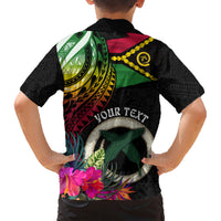 Personalised Vanuatu 44th Anniversary Family Matching Short Sleeve Bodycon Dress and Hawaiian Shirt Boars Tusk Tugeta Yumi Selebretem Indipendens Dei LT03 - Polynesian Pride