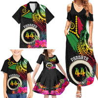 Personalised Vanuatu 44th Anniversary Family Matching Summer Maxi Dress and Hawaiian Shirt Boars Tusk Tugeta Yumi Selebretem Indipendens Dei LT03 - Polynesian Pride