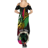 Personalised Vanuatu 44th Anniversary Family Matching Summer Maxi Dress and Hawaiian Shirt Boars Tusk Tugeta Yumi Selebretem Indipendens Dei LT03 - Polynesian Pride