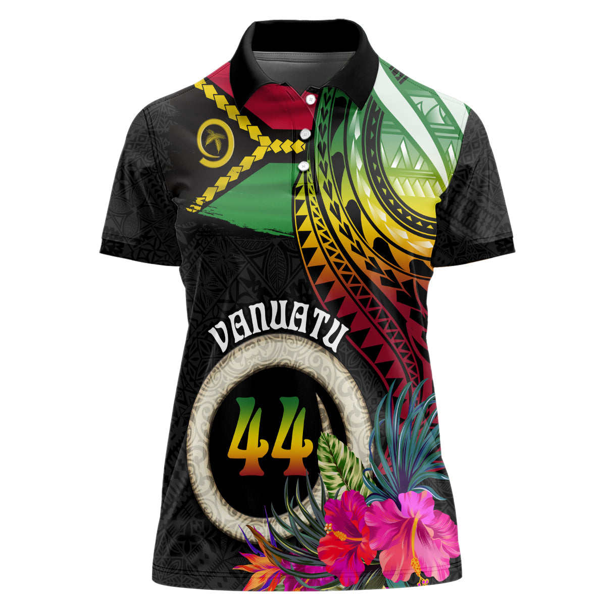 Vanuatu 44th Anniversary Women Polo Shirt Boars Tusk Tugeta Yumi Selebretem Indipendens Dei