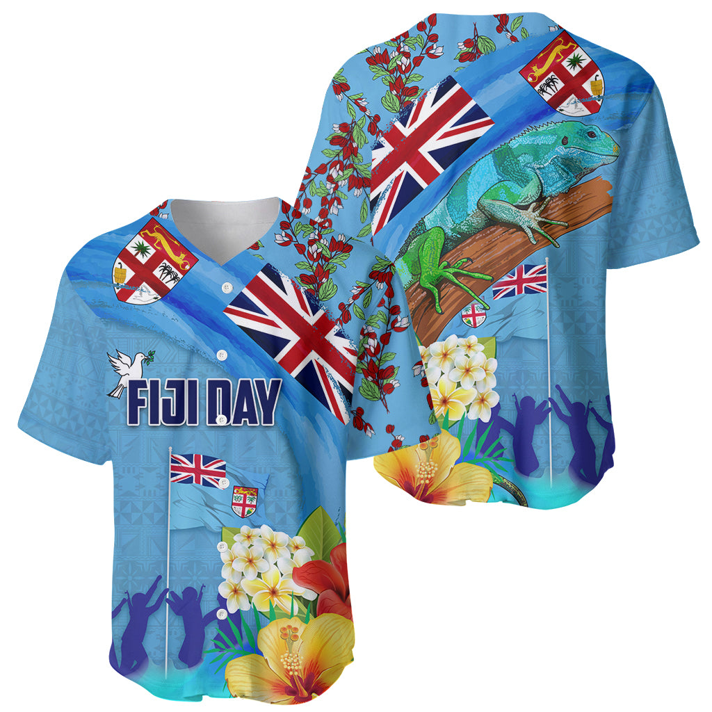 Fiji Day Baseball Jersey Tagimoucia Flower and Melanesia Pattern LT03 - Polynesian Pride