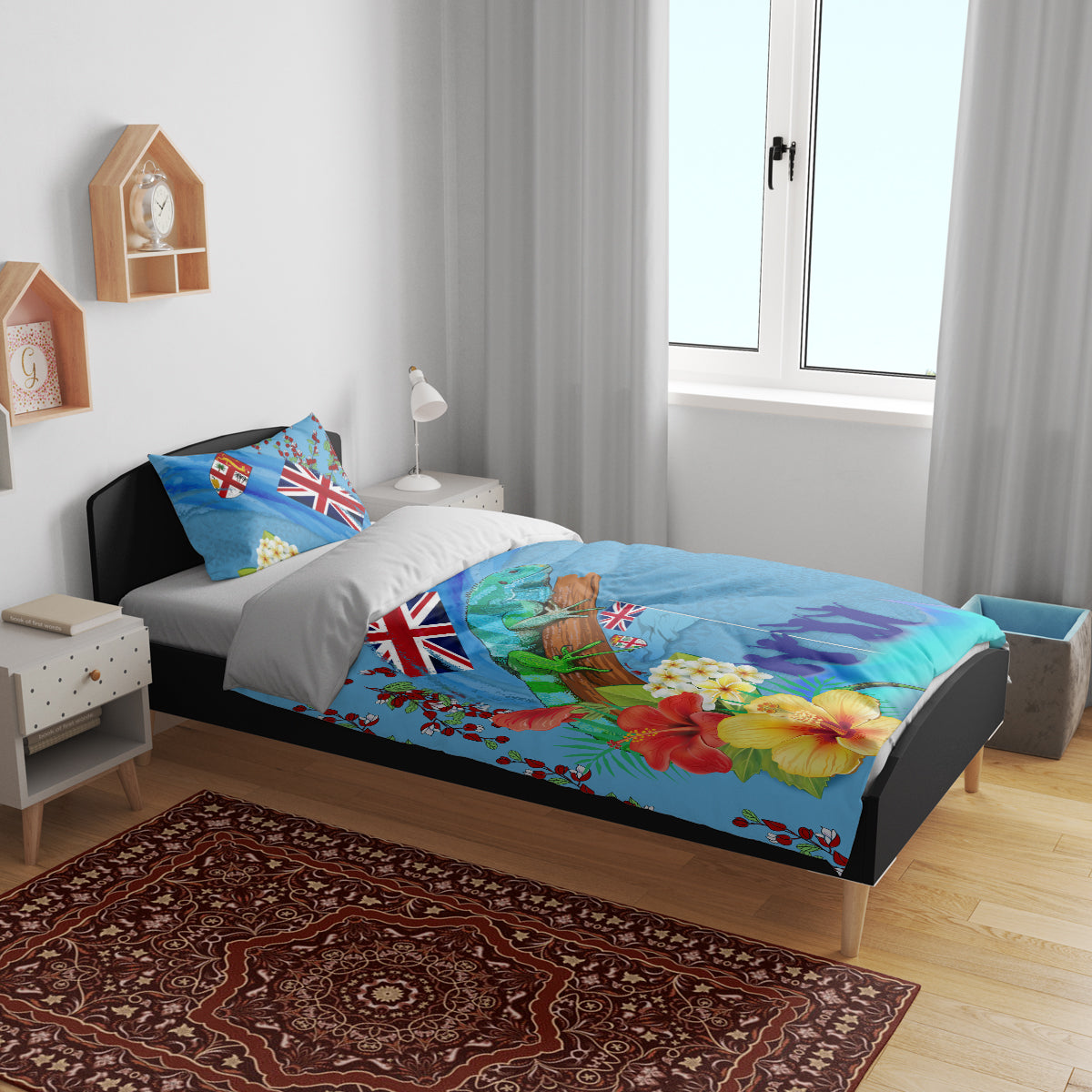 Fiji Day Bedding Set Tagimoucia Flower and Melanesia Pattern