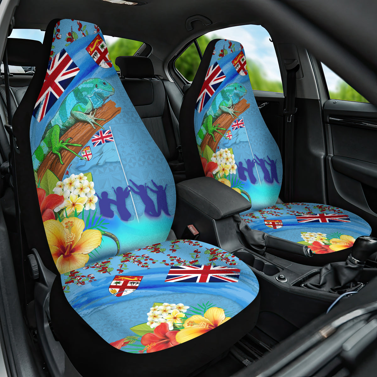 Fiji Day Car Seat Cover Tagimoucia Flower and Melanesia Pattern LT03 One Size Blue - Polynesian Pride