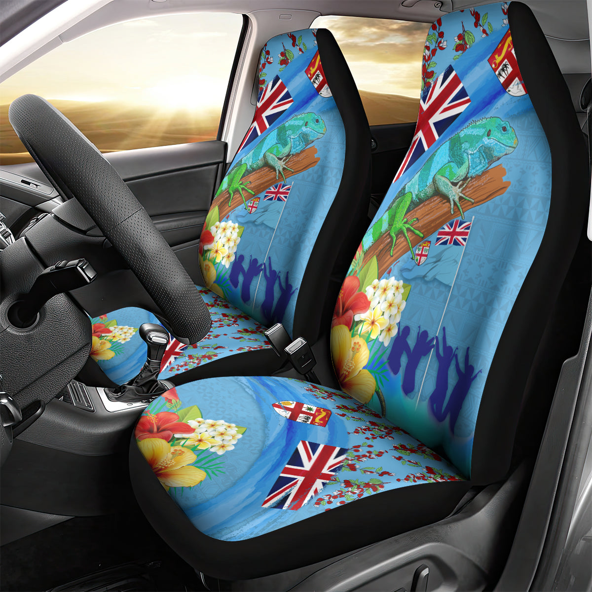 Fiji Day Car Seat Cover Tagimoucia Flower and Melanesia Pattern LT03 - Polynesian Pride
