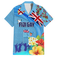 Fiji Day Family Matching Puletasi and Hawaiian Shirt Tagimoucia Flower and Melanesia Pattern LT03 Dad's Shirt - Short Sleeve Blue - Polynesian Pride