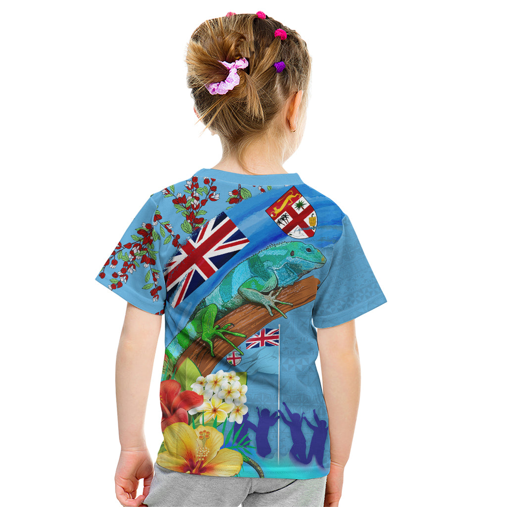 Fiji Day Kid T Shirt Tagimoucia Flower and Melanesia Pattern LT03 - Polynesian Pride