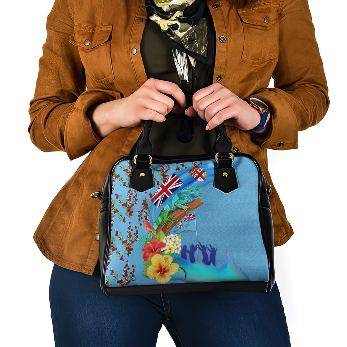 Fiji Day Shoulder Handbag Tagimoucia Flower and Melanesia Pattern LT03 - Polynesian Pride