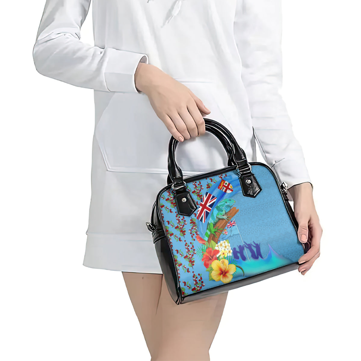 Fiji Day Shoulder Handbag Tagimoucia Flower and Melanesia Pattern LT03 - Polynesian Pride
