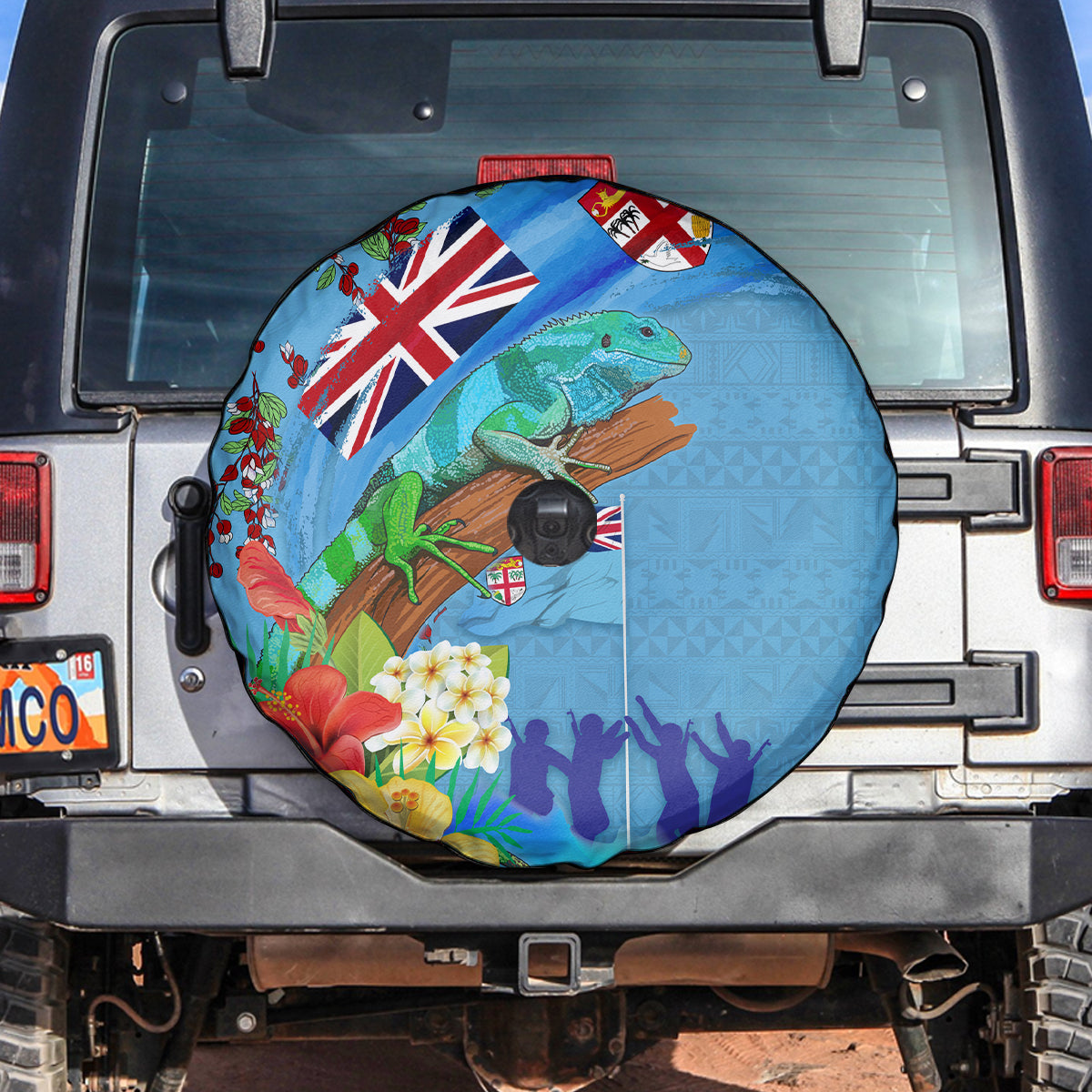 Fiji Day Spare Tire Cover Tagimoucia Flower and Melanesia Pattern LT03 Blue - Polynesian Pride