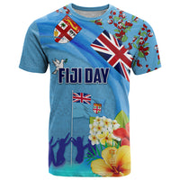 Fiji Day T Shirt Tagimoucia Flower and Melanesia Pattern LT03 Blue - Polynesian Pride