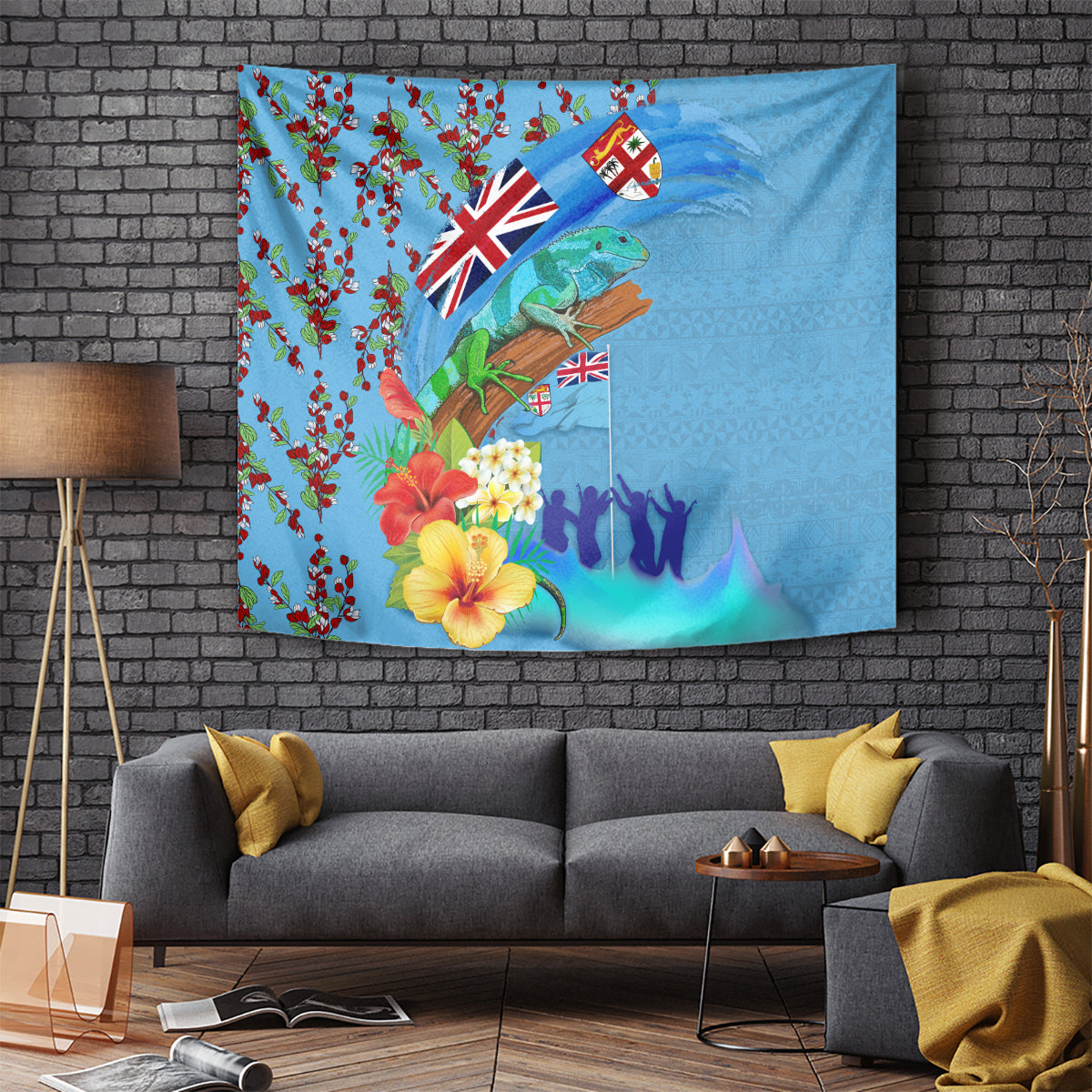 Fiji Day Tapestry Tagimoucia Flower and Melanesia Pattern LT03 - Polynesian Pride