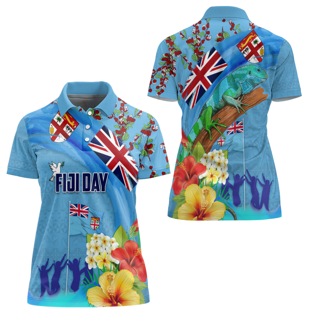 Fiji Day Women Polo Shirt Tagimoucia Flower and Melanesia Pattern LT03 - Polynesian Pride