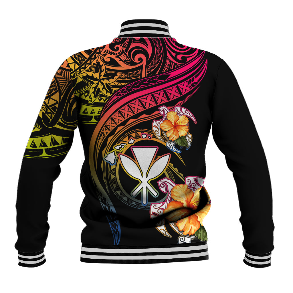 Polynesia Hawaii Turtle Day Baseball Jacket Hibiscus and Kanaka Maoli LT03 - Polynesian Pride