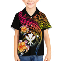 Polynesia Hawaii Turtle Day Family Matching Puletasi and Hawaiian Shirt Hibiscus and Kanaka Maoli LT03 Son's Shirt Black - Polynesian Pride