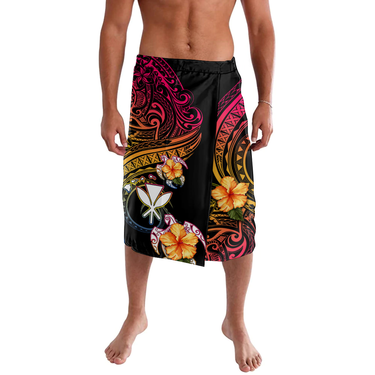 Polynesia Hawaii Turtle Day Lavalava Hibiscus and Kanaka Maoli