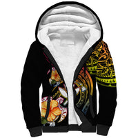 Polynesia Hawaii Turtle Day Sherpa Hoodie Hibiscus and Kanaka Maoli