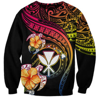Polynesia Hawaii Turtle Day Sweatshirt Hibiscus and Kanaka Maoli LT03 Unisex Black - Polynesian Pride