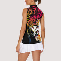 Polynesia Hawaii Turtle Day Women Sleeveless Polo Shirt Hibiscus and Kanaka Maoli LT03 - Polynesian Pride