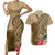 Hawaii Kanaloa Tiki Couples Matching Short Sleeve Bodycon Dress and Hawaiian Shirt Polynesian Tattoo and Tapa Pattern