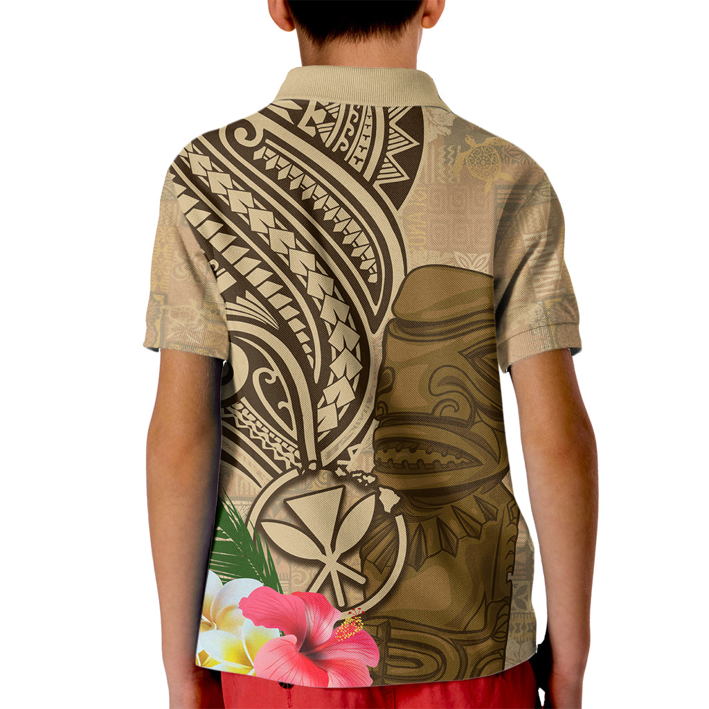 Hawaii Kanaloa Tiki Kid Polo Shirt Polynesian Tattoo and Tapa Pattern