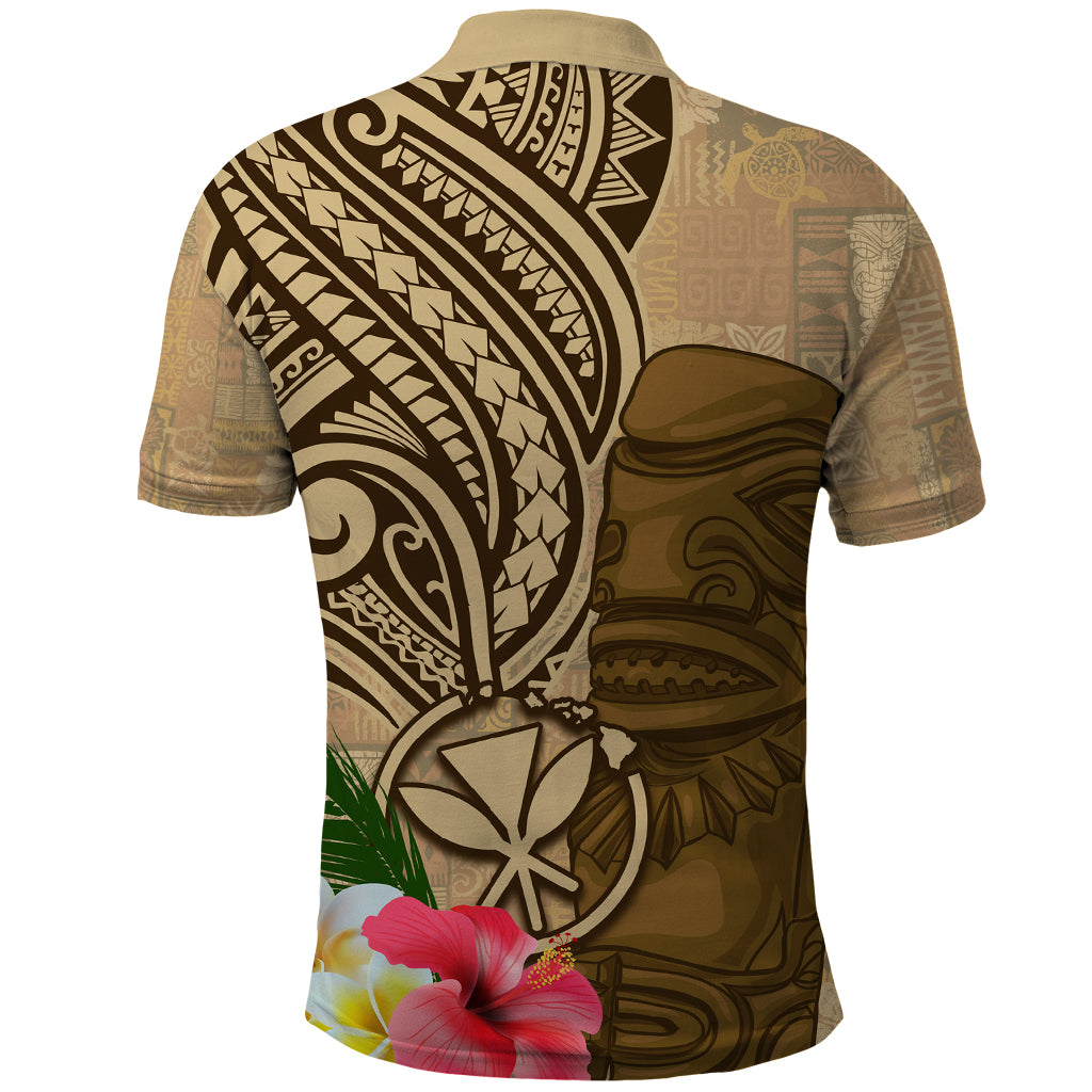 Hawaii Kanaloa Tiki Polo Shirt Polynesian Tattoo and Tapa Pattern