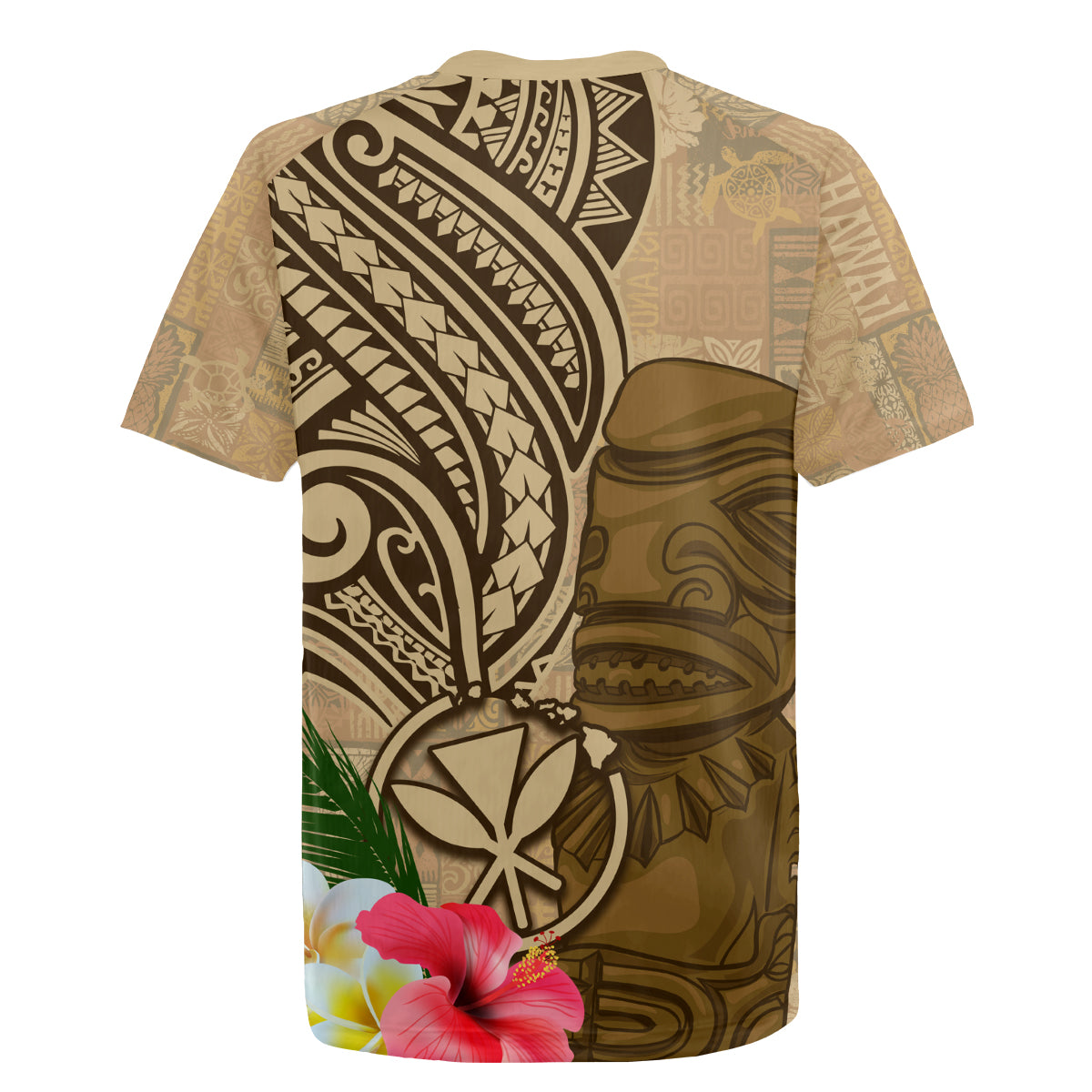 Hawaii Kanaloa Tiki Rugby Jersey Polynesian Tattoo and Tapa Pattern