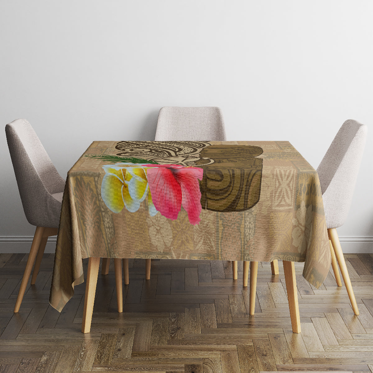 Hawaii Kanaloa Tiki Tablecloth Polynesian Tattoo and Tapa Pattern